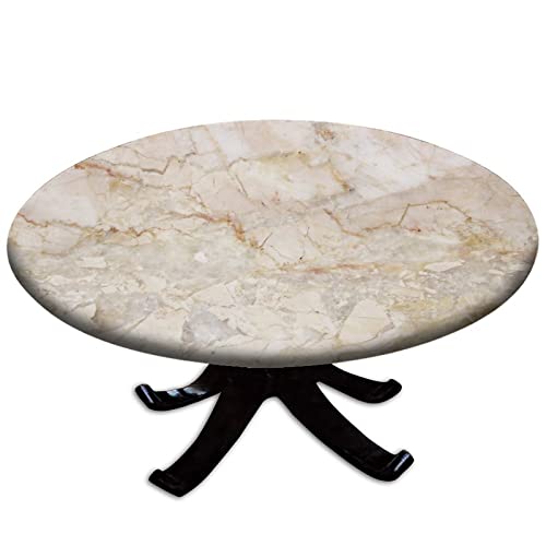 JUNTAIY Runde Marmor-Tischdecke mit elastischen Kanten, Tischdecke für Esstische im Innenbereich, passend für Tische mit einem Durchmesser von bis zu 121,9 cm von JUNTAIY