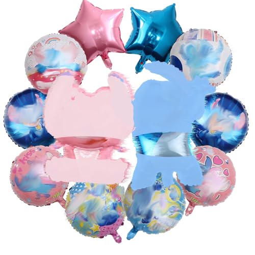 Cartoon Ballon Geburtstagsdeko, 10 Jahre Kindergeburtstag Deko set, Enthält banner,Tischdecke,Tortendeko, Swirl Decoration, Latexballons von JUNYOHOA