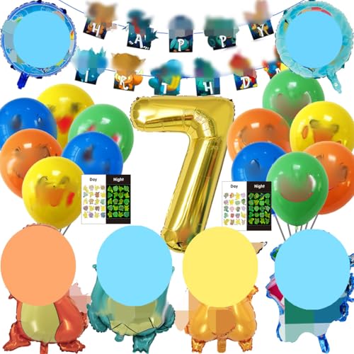 Cartoon Ballon Geburtstagsdeko, 13 Jahre Kindergeburtstag Deko set, Enthält banner,Tischdecke,Tortendeko, Swirl Decoration, Latexballons von JUNYOHOA