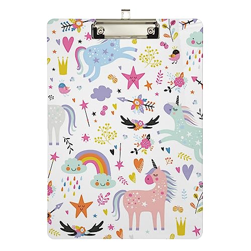 Einhorn-Klemmbretter für Kinder, Jungen, Mädchen, Studenten, niedliches Acryl-Klemmbrett, A4, Briefgröße, gemustertes Clipboard, niedriges Profil, Clip, 22,9 x 31,8 cm Einhorn-Klemmbretter für Kinder, Jungen, Mädchen, Studenten, niedliches Acryl-Klemmbrett, A4, Briefgröße, gemustertes Clipboard, niedriges Profil, Clip, 22,9 x 31,8 cm von JUNZAN
