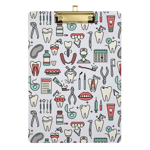 Klemmbretter für Zahnmedizin, Dental-Elemente, Büro, A4, 31,8 x 22,9 cm, Acryl-Klemmbretter mit großem Clip mit niedrigem Profil-Clip für Klassenzimmer Klemmbretter für Zahnmedizin, Dental-Elemente, Büro, A4, 31,8 x 22,9 cm, Acryl-Klemmbretter mit großem Clip mit niedrigem Profil-Clip für Klassenzimmer von JUNZAN