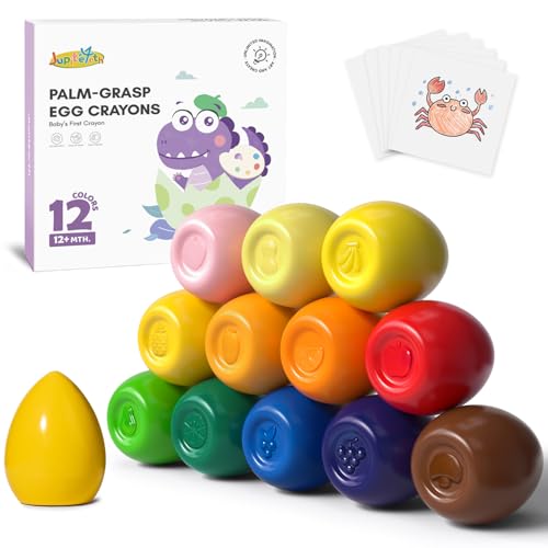 JUPITEARTH 12 Farben Eierkreiden für Kleinkinder 1–3, Handflächengriff, ungiftig, waschbar, Jumbo-Malstifte für Kinder, fettes Gehirnspielzeug für Vorschulkunstbedarf und perfektes Ostergeschenk für JUPITEARTH 12 Farben Eierkreiden für Kleinkinder 1–3, Handflächengriff, ungiftig, waschbar, Jumbo-Malstifte für Kinder, fettes Gehirnspielzeug für Vorschulkunstbedarf und perfektes Ostergeschenk für von JUPITEARTH