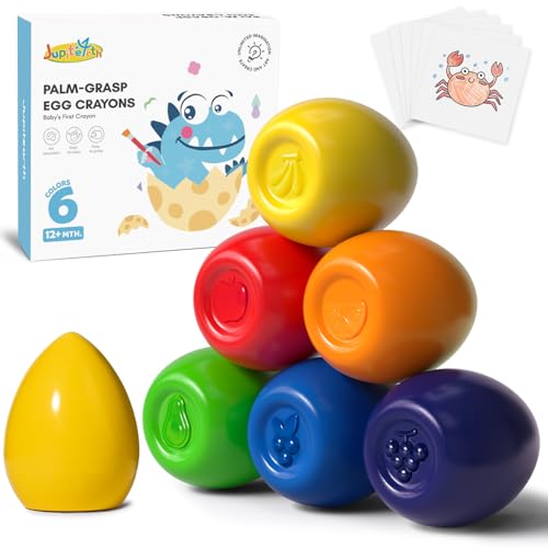 JUPITEARTH 6 Farben Eierkreiden für Kleinkinder 1–3, Handflächengriff, ungiftig, waschbar, Jumbo-Balstifte für Kinder, fettes Gehirnspielzeug für Vorschule, Kunstbedarf und perfektes Ostergeschenk für JUPITEARTH 6 Farben Eierkreiden für Kleinkinder 1–3, Handflächengriff, ungiftig, waschbar, Jumbo-Balstifte für Kinder, fettes Gehirnspielzeug für Vorschule, Kunstbedarf und perfektes Ostergeschenk für von JUPITEARTH