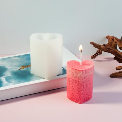 Silikonformen Gießformen Herz, Silikonformen Herzen Valentinstag, Kerzen Selber Machen 3D Herz Kerzenformen zum Gießen, Kerzenformen zum Gießen als Heimdekorationen, DIY Kerzen Dekorationen(Herz) von JUSJOYFE