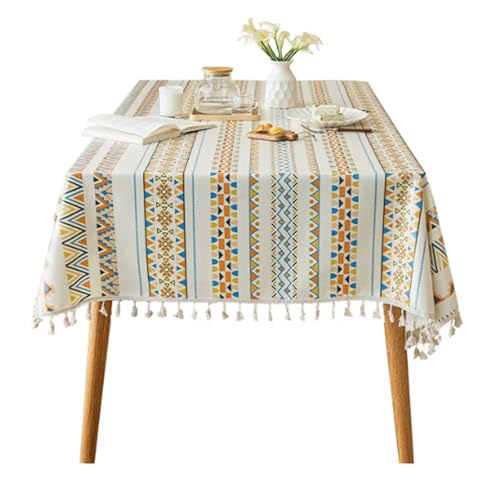 JUSKAQZYI abwaschbare tischdecke Bohemian Style Tischdecke Baumwollwäsche wasserdichtes Tischtuch für Küche Esstuch Tisch Kleidung Kaffee Linien tischdecken von JUSKAQZYI