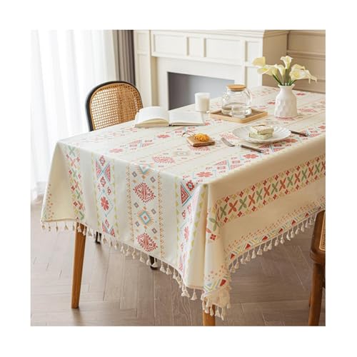 JUSKAQZYI abwaschbare tischdecke Bohemian Style Tischdecke Baumwollwäsche wasserdichtes Tischtuch für Küche Esstuch Tisch Kleidung Kaffee Linien tischdecken von JUSKAQZYI