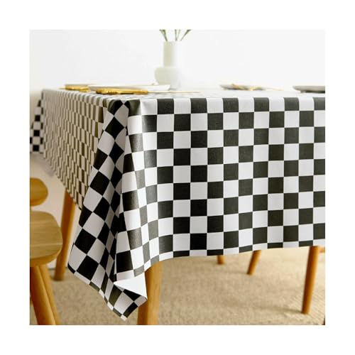 JUSKAQZYI abwaschbare tischdecke Rechteck wasserdichtes Tischtuch PVC Buffalo Plaid Tischdecke abgelöschtes Tischabdeckung zum Abendessen, Küche, Außen 140 * 220 cm tischdecken von JUSKAQZYI