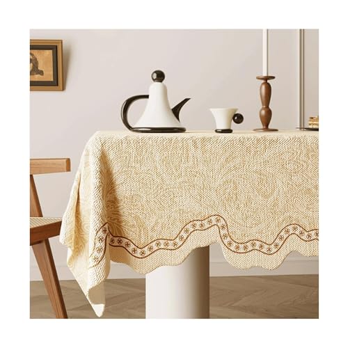 JUSKAQZYI abwaschbare tischdecke Tischdecke Retro -Ölmalerei Pastoralstil Baumwolle und Leinenstoff wasserdicht für das Küchenrestaurant tischdecken von JUSKAQZYI