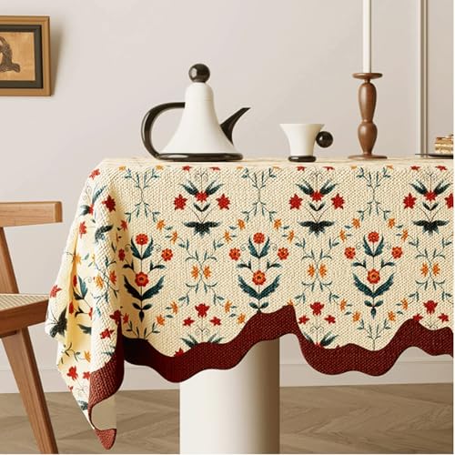 JUSKAQZYI abwaschbare tischdecke Tischdecke Retro -Ölmalerei Pastoralstil Baumwolle und Leinenstoff wasserdicht für das Küchenrestaurant tischdecken von JUSKAQZYI
