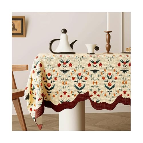 JUSKAQZYI abwaschbare tischdecke Tischdecke Retro -Ölmalerei Pastoralstil Baumwolle und Leinenstoff wasserdicht für das Küchenrestaurant tischdecken von JUSKAQZYI