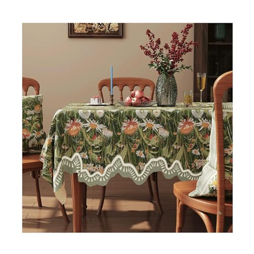 JUSKAQZYI abwaschbare tischdecke Tischdecke Retro -Ölmalerei Stil Pastoralstil Tischdecke Baumwollwäsche Stoff wasserdicht für die Küche Esszimmer tischdecken von JUSKAQZYI