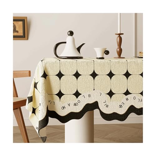JUSKAQZYI abwaschbare tischdecke Tischtuch Retro Pastoral Style Baumwoll- und Leinen wasserdichte Tischdecke, geeignet für Küche und Restaurant geeignet tischdecken von JUSKAQZYI