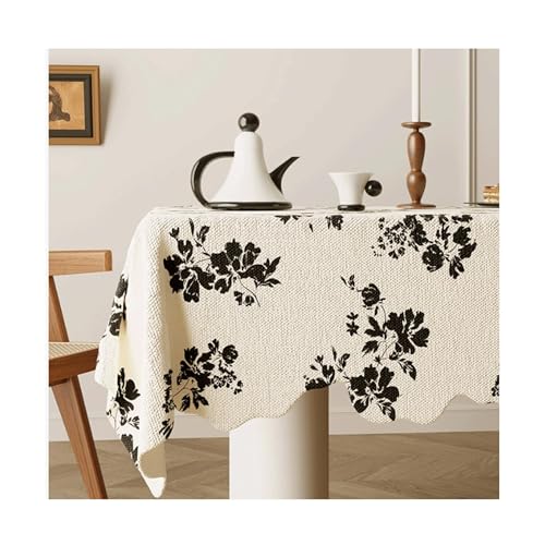 JUSKAQZYI abwaschbare tischdecke Tischtuch Retro Pastoral Style Baumwoll- und Leinen wasserdichte Tischdecke, geeignet für Küche und Restaurant geeignet tischdecken von JUSKAQZYI