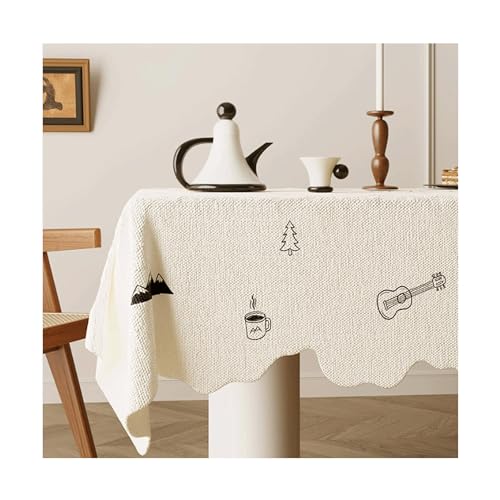 JUSKAQZYI abwaschbare tischdecke Tischtuch Retro Pastoral Style Baumwoll- und Leinen wasserdichte Tischdecke, geeignet für Küche und Restaurant geeignet tischdecken von JUSKAQZYI