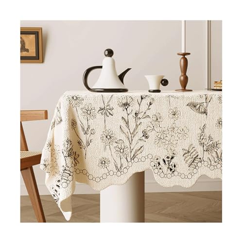 JUSKAQZYI abwaschbare tischdecke Tischtuch Retro Pastoral Style Baumwoll- und Leinen wasserdichte Tischdecke, geeignet für Küche und Restaurant geeignet tischdecken von JUSKAQZYI