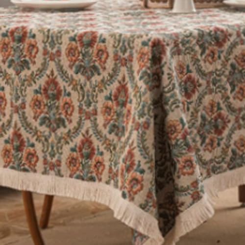 JUSKAQZYI abwaschbare tischdecke Tischtuch Retro pastoraler Stil Staubsicherer rechteckiger Tischdeckel ausgelöschtes waschbares Tischabzug für Küchen- und Esszimmer tischdecken von JUSKAQZYI