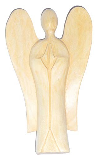 Asia-Design Schutzengel aus Holz Deko Engel Figur Holzfigur Skulptur 15cm von JUSNOVA