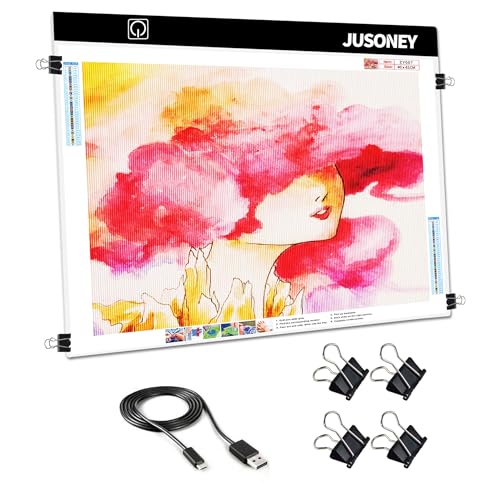 JUSONEY Diamond Painting Leuchttisch A2 Light Pad Diamond Painting Zubehör Zeichentisch zum Zeichnen Skizzieren Malen Animation Diamond Painting mit 4 Befestigungsclips JUSONEY Diamond Painting Leuchttisch A2 Light Pad Diamond Painting Zubehör Zeichentisch zum Zeichnen Skizzieren Malen Animation Diamond Painting mit 4 Befestigungsclips von JUSONEY
