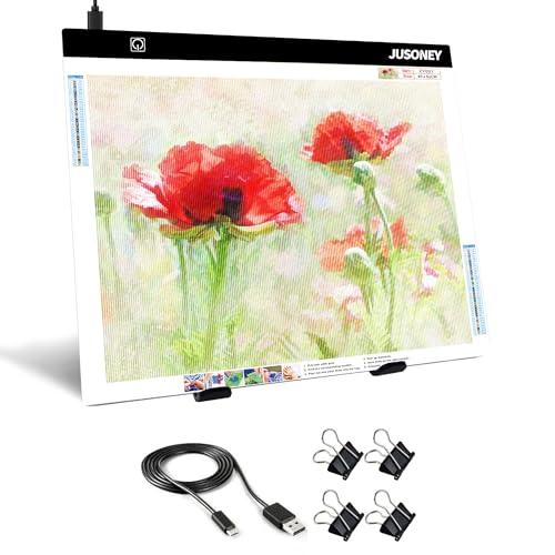 JUSONEY Diamond Painting Leuchttisch A3 Light Pad Diamond Painting Zubehör Zeichentisch zum Zeichnen Skizzieren Malen Animation Diamond Painting mit 4 Befestigungsclips JUSONEY Diamond Painting Leuchttisch A3 Light Pad Diamond Painting Zubehör Zeichentisch zum Zeichnen Skizzieren Malen Animation Diamond Painting mit 4 Befestigungsclips von JUSONEY