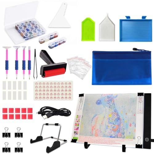 JUSONEY Diamond Painting Zubehör - 41 PCS Dimmable ultradün Leuchttisch A4 Light Pad Kit mit DIY 5D Diamond Painting Werkzeug Set - Kabel für Malen Animation Tattoo Zeichnung JUSONEY Diamond Painting Zubehör - 41 PCS Dimmable ultradün Leuchttisch A4 Light Pad Kit mit DIY 5D Diamond Painting Werkzeug Set - Kabel für Malen Animation Tattoo Zeichnung von JUSONEY