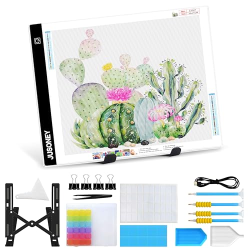JUSONEY Leuchttisch A4 für diamond painting, Diamond Painting Zubehör Dimmbare Light Pad für Zeichnen Skizzieren Animation Leuchttisch Kinder Erwachsene Diamond Painting Set mit Stift Boxen Ständer JUSONEY Leuchttisch A4 für diamond painting, Diamond Painting Zubehör Dimmbare Light Pad für Zeichnen Skizzieren Animation Leuchttisch Kinder Erwachsene Diamond Painting Set mit Stift Boxen Ständer von JUSONEY