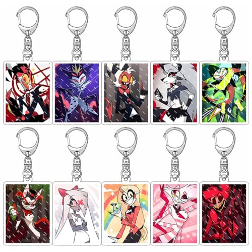 JUSONGKWCP 10 Pcs Hazbins Hotels Schlüsselanhänger Cartoon Figur Angel Dust Alastor Vaggie Cosplay Zubehör Acryl Anhänger für Fans JUSONGKWCP 10 Pcs Hazbins Hotels Schlüsselanhänger Cartoon Figur Angel Dust Alastor Vaggie Cosplay Zubehör Acryl Anhänger für Fans von JUSONGKWCP