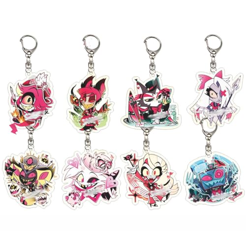 JUSONGKWCP 8 Pcs Hazbins Hotels Schlüsselanhänger Cartoon Figur Angel Dust Alastor Vaggie Husk Cosplay Zubehör Hazbins Hotels Acryl Anhänger Set JUSONGKWCP 8 Pcs Hazbins Hotels Schlüsselanhänger Cartoon Figur Angel Dust Alastor Vaggie Husk Cosplay Zubehör Hazbins Hotels Acryl Anhänger Set von JUSONGKWCP