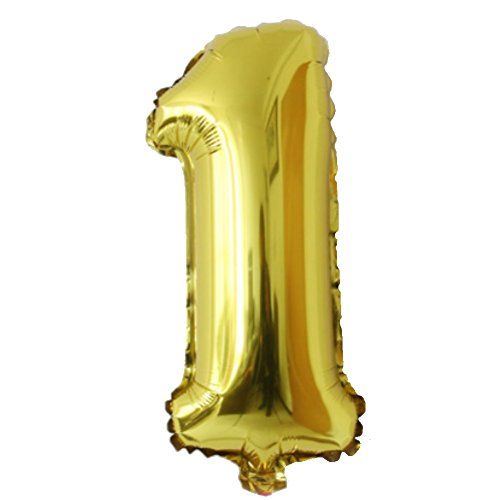 JUSTFOX - Zahl Luftballon XL 75CM Nummer Folienballon (1, Gold) von JUSTFOX