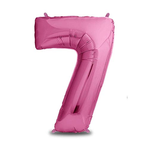 JUSTFOX - Zahl Luftballon XL 75CM Nummer Folienballon Pink 7 von JUSTFOX