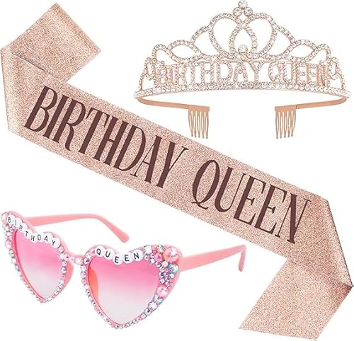 JUSTOTRY 3 Stück Geburtstag Deko Set, Rose Krone Geburtstag mit Birthday Queen Schärpe für 18,30,40,50 Mehrere Altersgruppen Geburtstag Frauen Deko und Birthday Party Gifts JUSTOTRY 3 Stück Geburtstag Deko Set, Rose Krone Geburtstag mit Birthday Queen Schärpe für 18,30,40,50 Mehrere Altersgruppen Geburtstag Frauen Deko und Birthday Party Gifts von JUSTOTRY
