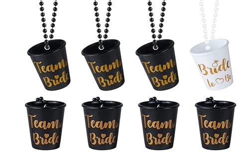 JUSTOTRY 8 Stück Bride to Be Schnapsgläser Perlen Halskette für Junggesellenabschied Frauen- 1Weiß Braut und 7 Schwarz Team Bride für Bachelorette Party Accessories und JGA Frauen Deko JUSTOTRY 8 Stück Bride to Be Schnapsgläser Perlen Halskette für Junggesellenabschied Frauen- 1Weiß Braut und 7 Schwarz Team Bride für Bachelorette Party Accessories und JGA Frauen Deko von JUSTOTRY