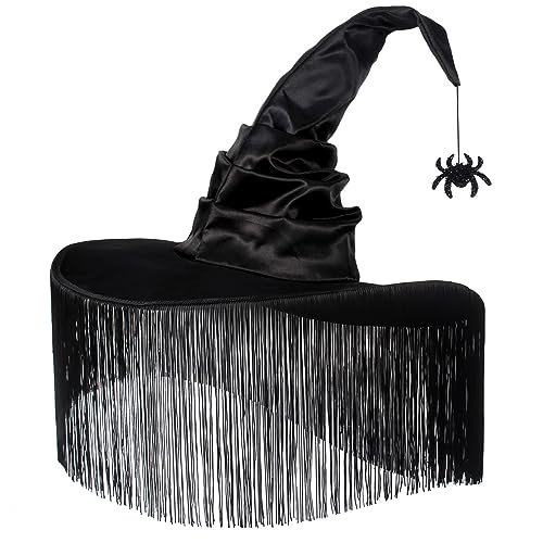 JUSTOTRY Hexenhut für Damen – Halloween-Kostüm, schwarze Hexenhüte mit baumelnden Fransen für Halloween, Dekoration, Zubehör, Hokus, Pokus, Partygeschenk JUSTOTRY Hexenhut für Damen – Halloween-Kostüm, schwarze Hexenhüte mit baumelnden Fransen für Halloween, Dekoration, Zubehör, Hokus, Pokus, Partygeschenk von JUSTOTRY
