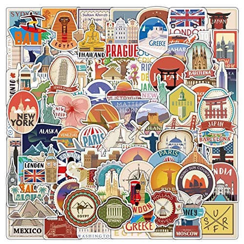 100 Stück Reise Sticker Set für Jugendliche & Erwachsene – Wasserfeste Vinyl Aufkleber für Trinkflaschen, Laptops, Koffer, Skateboards, Gitarren, Scrapbooks & Geburtstagsgeschenke 100 Stück Reise Sticker Set für Jugendliche & Erwachsene – Wasserfeste Vinyl Aufkleber für Trinkflaschen, Laptops, Koffer, Skateboards, Gitarren, Scrapbooks & Geburtstagsgeschenke von JUUFLA