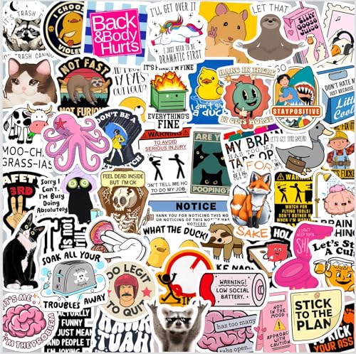 130 Stück Lustige Aufkleber für Erwachsene – Wasserdichte Vinyl-Sticker mit Humor für Trinkflaschen, Laptops, Werkzeugkisten & Helme, Keine Wiederholungen 130 Stück Lustige Aufkleber für Erwachsene – Wasserdichte Vinyl-Sticker mit Humor für Trinkflaschen, Laptops, Werkzeugkisten & Helme, Keine Wiederholungen von JUUFLA