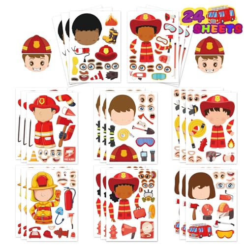 JUUFLA 24 Stück Feuerwehrmann DIY Aufkleber Set für Kinder – Feuerwehrmann Gesichtsgestaltung Bastelset, Party Mitgebsel Geschenke, Geburtstag Deko & Bastelspaß, Sticker zum Selbstgestalten JUUFLA 24 Stück Feuerwehrmann DIY Aufkleber Set für Kinder – Feuerwehrmann Gesichtsgestaltung Bastelset, Party Mitgebsel Geschenke, Geburtstag Deko & Bastelspaß, Sticker zum Selbstgestalten von JUUFLA