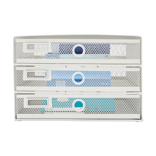 Schubladenbox, Schreibtisch-Organizer, Schreibtisch-Schubladenset mit 3 Fächern,Drahtgeflecht Büroablage,Aufbewahrung Ordner,Weiß Schubladenbox, Schreibtisch-Organizer, Schreibtisch-Schubladenset mit 3 Fächern,Drahtgeflecht Büroablage,Aufbewahrung Ordner,Weiß von JUUTALK