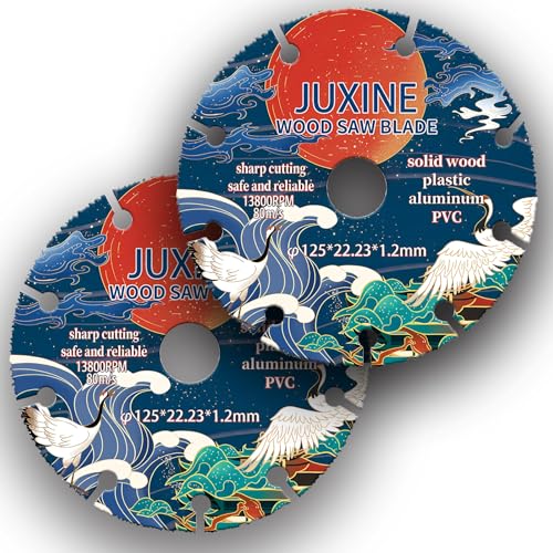 2 tlg Sägeblatt für Winkelschleifer, JUXINE Ø125 mm Carbide Multi Wheel Trennscheiben mit 22,23 mm Bohrung für kleine Winkelschleifer für Hartholz, Holz mit Nägeln,Gummi,Kunststoff von JUXINE