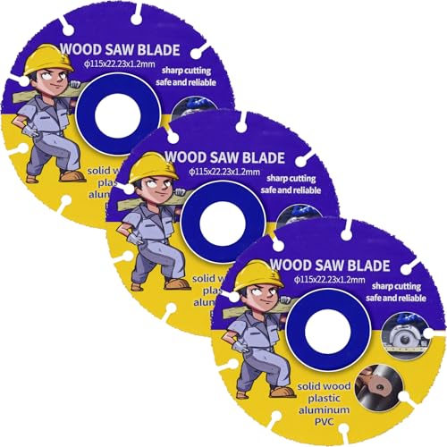 JUXINE 3x Sägeblatt für Winkelschleifer, Ø115 mm Carbide Multi Wheel Trennscheiben mit 22,23 mm Bohrung für kleine Winkelschleifer für Hartholz, Holz mit Nägeln,Gummi,Kunststoff JUXINE 3x Sägeblatt für Winkelschleifer, Ø115 mm Carbide Multi Wheel Trennscheiben mit 22,23 mm Bohrung für kleine Winkelschleifer für Hartholz, Holz mit Nägeln,Gummi,Kunststoff von JUXINE