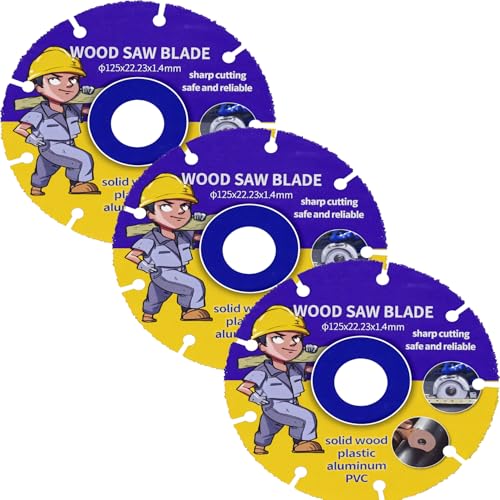 JUXINE 3x Sägeblatt für Winkelschleifer, Ø125 mm Carbide Multi Wheel Trennscheiben mit 22,23 mm Bohrung für kleine Winkelschleifer für Hartholz, Holz mit Nägeln,Gummi,Kunststoff JUXINE 3x Sägeblatt für Winkelschleifer, Ø125 mm Carbide Multi Wheel Trennscheiben mit 22,23 mm Bohrung für kleine Winkelschleifer für Hartholz, Holz mit Nägeln,Gummi,Kunststoff von JUXINE