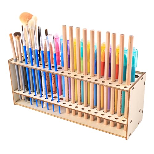 JUXINE Pinselhalter Malen Holz, Make-up Pinsel aufnehmen kann,Pinsel-Organizer mit 67 Löchern für Künstler,Aufbewahrung für Holz-Pinsel, Bleistifte,Stifte,. JUXINE Pinselhalter Malen Holz, Make-up Pinsel aufnehmen kann,Pinsel-Organizer mit 67 Löchern für Künstler,Aufbewahrung für Holz-Pinsel, Bleistifte,Stifte,. von JUXINE
