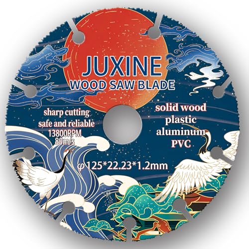 Sägeblatt für Winkelschleifer, JUXINE Ø125 mm Carbide Multi Wheel Trennscheiben mit 22,23 mm Bohrung für kleine Winkelschleifer für Hartholz, Holz mit Nägeln,Gummi,Kunststoff Sägeblatt für Winkelschleifer, JUXINE Ø125 mm Carbide Multi Wheel Trennscheiben mit 22,23 mm Bohrung für kleine Winkelschleifer für Hartholz, Holz mit Nägeln,Gummi,Kunststoff von JUXINE