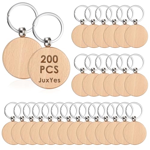 JUXYES 200 Stück unlackierte Holz-Schlüsselanhänger-Rohlinge zum Gravieren, Holzgravur, Rohlinge, Schlüsselanhänger, DIY, runde Holz-Schlüsselanhänger, unlackierter Holzschlüsselring JUXYES 200 Stück unlackierte Holz-Schlüsselanhänger-Rohlinge zum Gravieren, Holzgravur, Rohlinge, Schlüsselanhänger, DIY, runde Holz-Schlüsselanhänger, unlackierter Holzschlüsselring von JUXYES