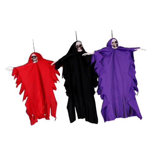 3 x Halloween-Skelette, Spekter-Schädel, Spekter, Ornament, hängende Requisiten, Partyzubehör für Dekoration, Totenkopf, Ornament, Skelette für Party 3 x Halloween-Skelette, Spekter-Schädel, Spekter, Ornament, hängende Requisiten, Partyzubehör für Dekoration, Totenkopf, Ornament, Skelette für Party von JUYAXIN