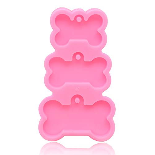 Handgefertigter Schlüsselanhänger in Knochenform mit 3 Mulden, für Haustiere, Hunde, Katzen, Epoxidharz, Schmuck, für Schlüsselanhänger, Größe M von JUYAXIN