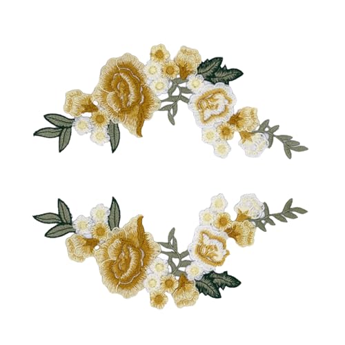 JUYAXIN 1 Paar bestickte Blumenapplikationen zum Aufnähen auf Kleid, Kleidung, Jeans, Jacken, Taschen, Reparaturen, Kunsthandwerk und Dekoration von JUYAXIN