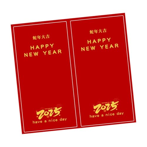 JUYAXIN 50 Stück "Happy New Year"-Aufkleber, 5,1 x 10,2 cm, Verpackungsetiketten, rechteckig, für Kartons, Verpackungen von JUYAXIN