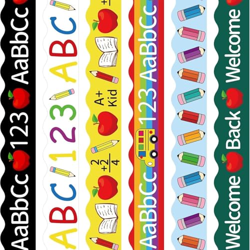 JUYAXIN 6 Stück bunte Pinnwand-Bordüre, Sonne, Pinnwand, Bordüre, Aufkleber, Bleistift, bedruckte Pinnwand-Dekorationen von JUYAXIN