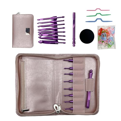 JUYAXIN Austauschbare Aluminium-Häkelnadel mit 8 Spitzen, ergonomische Nadel, 3,0 mm - 7,0 mm, mit Strickmarker-Clip, Aluminium JUYAXIN Austauschbare Aluminium-Häkelnadel mit 8 Spitzen, ergonomische Nadel, 3,0 mm - 7,0 mm, mit Strickmarker-Clip, Aluminium von JUYAXIN