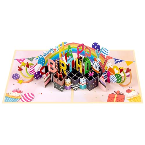 JUYAXIN Regenbogen Thema 3D Geburtstag Popup Karte mit Umschlag und Notizkarte Set zum Feiern Geburtstag Party Einladungskarte JUYAXIN Regenbogen Thema 3D Geburtstag Popup Karte mit Umschlag und Notizkarte Set zum Feiern Geburtstag Party Einladungskarte von JUYAXIN