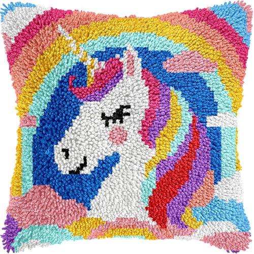 JUYIYUANFUZH KnüPfkissen Set Kissenbezug Teppich Stickerei Set Einhorn Unter Einem Regenbogen 1 KnüPfset KnüPfbild FüR AnfäNger, Erwachsene, Kissen Zum SelberknüPfen 43 x 43 cm JUYIYUANFUZH KnüPfkissen Set Kissenbezug Teppich Stickerei Set Einhorn Unter Einem Regenbogen 1 KnüPfset KnüPfbild FüR AnfäNger, Erwachsene, Kissen Zum SelberknüPfen 43 x 43 cm von JUYIYUANFUZH
